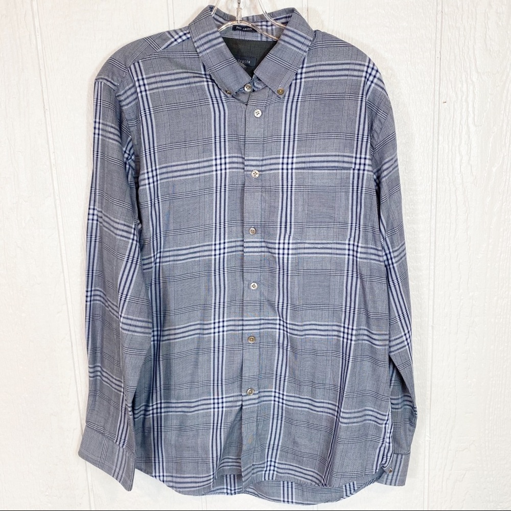 Mens Van Heusen Blue Plaid Button Down Shirt